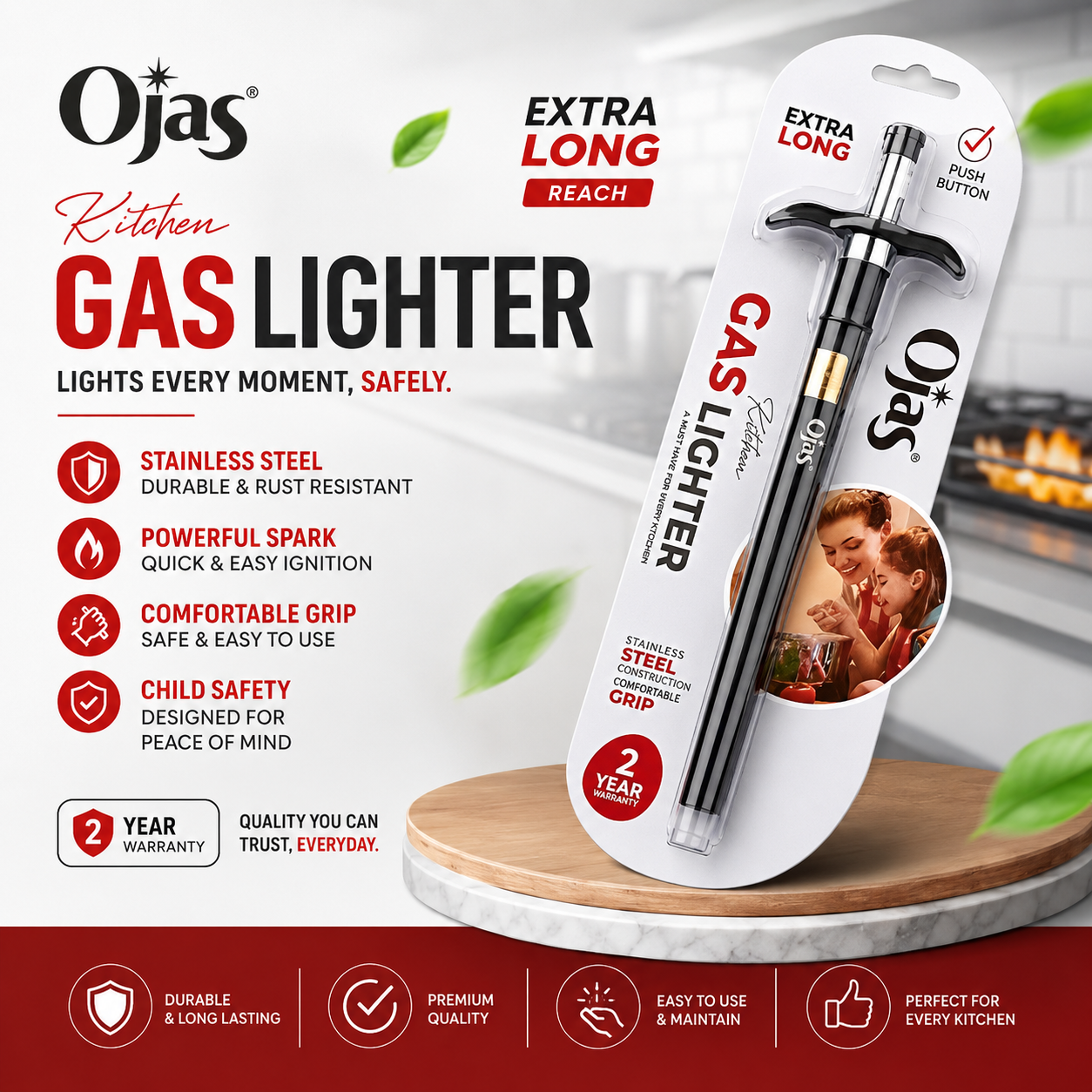 Black Coated Gas Lighter  (Extralong)