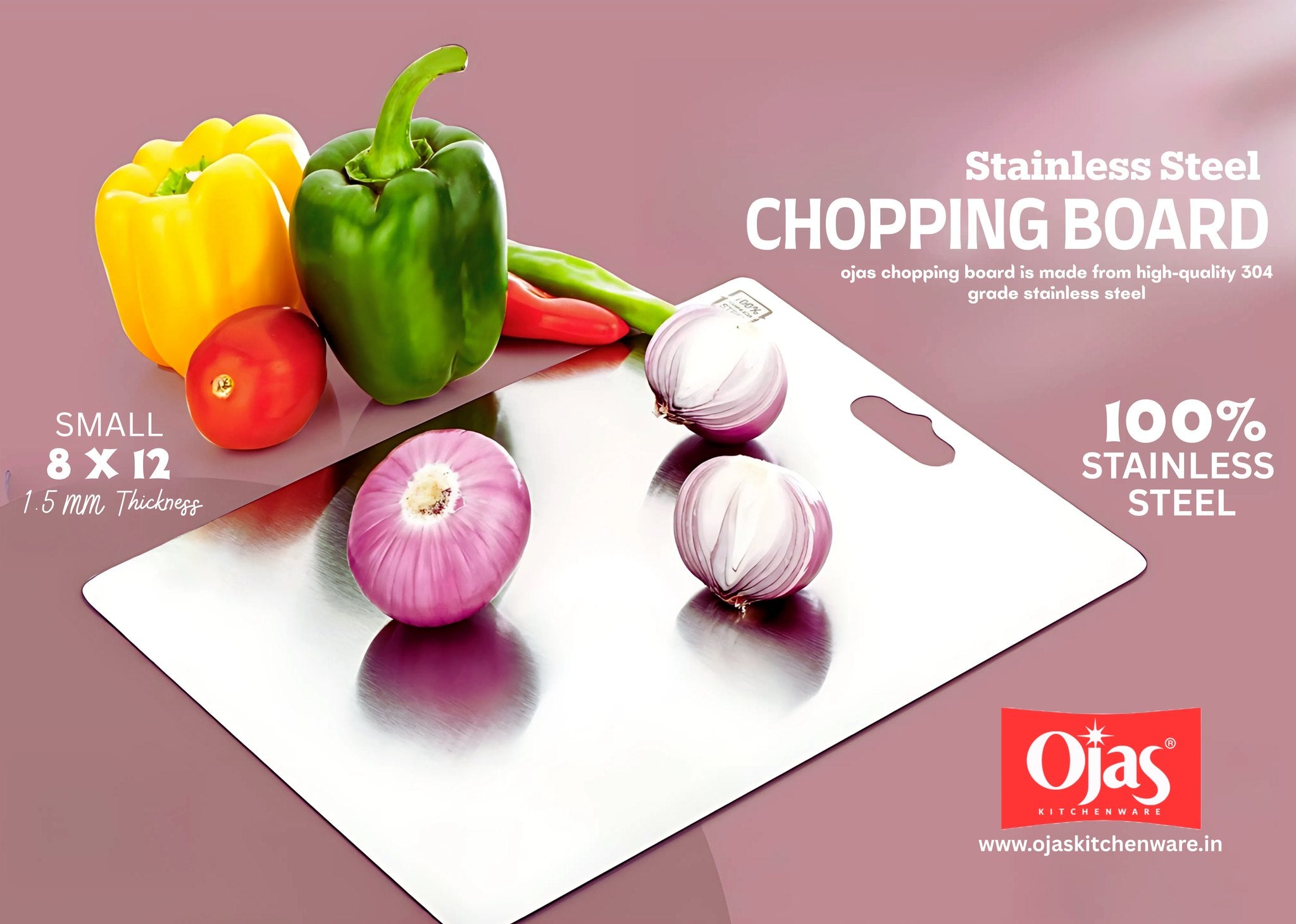 SS Chopping Board 8 x 12 (1.5 mm  304 grade)