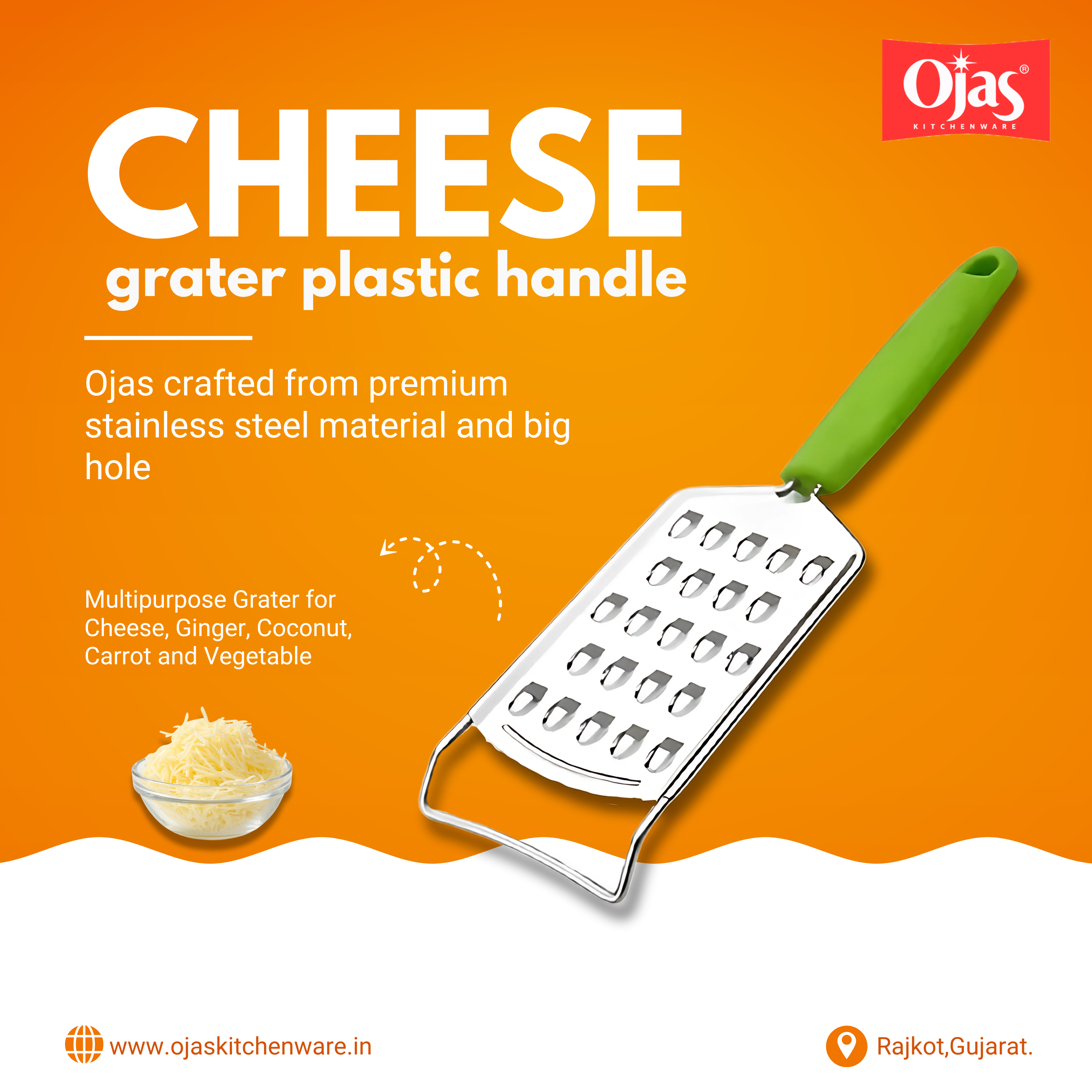 Cheese Grater Plastic Handle Big Hole